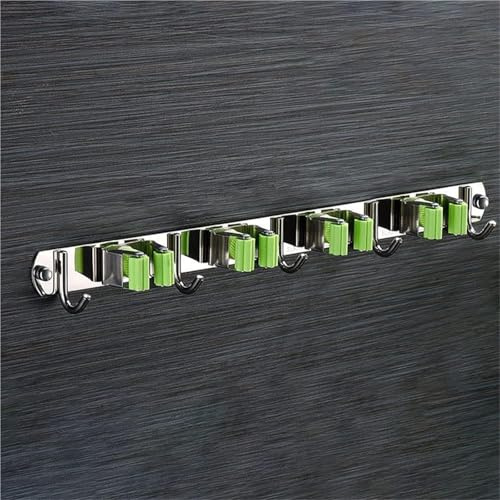 Soporte para trapeador y Escoba, Soporte para trapeador y Escoba, Soporte para trapeador de Pared de Acero Inoxidable sin Perforaciones, Estante de almacenamien