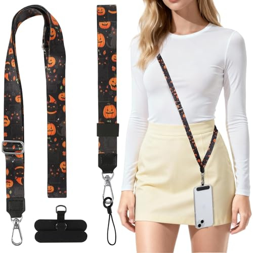 HONZUEN Crossbody Phone Lanyard, Adjustable, 2 Patches, Halloween | Crossbody • Adjustable • 2 patches • Fits most smartphones • Halloween