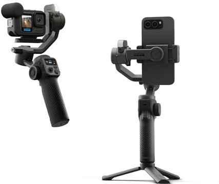 GoPro Fluid Pro AI 3-Axis Gimbal Stabilizer for GoPro Cameras and Smartphones, Subject Tracking, Lighting, Wireless Camera Control, Portable, Vlogging, 360° Rotation, Device Charging
