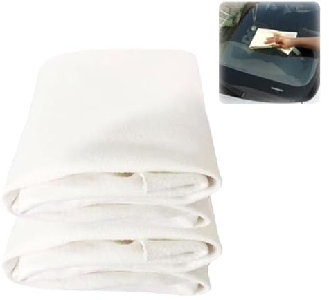 Harnovlis 2 PCS Ultra-Absorbent Chamois Leather Cloth, 30 x 40cm Scratch-Free, Reusable Shammy for Car Detailing and Window Cleaning
