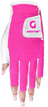 AIGEVTURE Womens Fingerless Golf Gloves Ladies Half Finger Golf Gloves Breathable Yoga Mesh for Fashion-Conscious Golfers Hot Pink-M