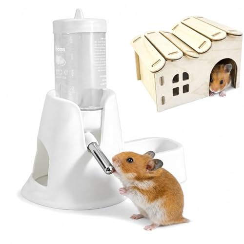 2 Pcs Hamster Water Bottle Stand Guinea Pig Water Bottle Food | Kunststoff Dispenser Drink Containers Drinking Fountain Shelter Cabin Leak Proof Design for Small Animals