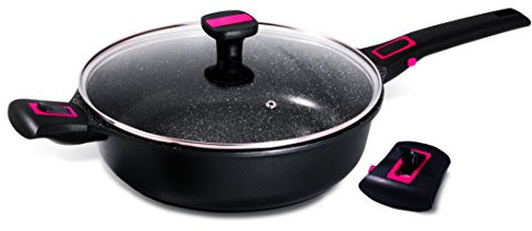 Baumalu 383604 Sauteuse avec Couvercle 28 cm Granit Pro, Aluminium Forgé, Noir, 28 cm, 30 x 30 x 10 cm