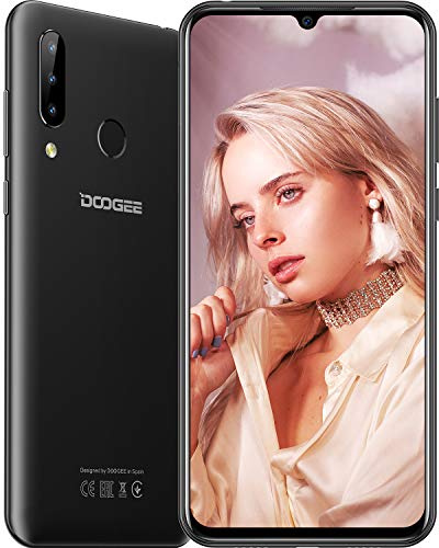 DOOGEE N20 (2019) Smartphone ohne Vertrag, P23 Octa-Core 4GB RAM 64GB ROM, 6,3 Zoll FHD + Waterdrop-Bildschirm, Android 9.0 4 G LTE, 16 MP + 8 MP + 8 MP + 16 MP, 4350 mAh, 10 W Schnellladung,Schwarz