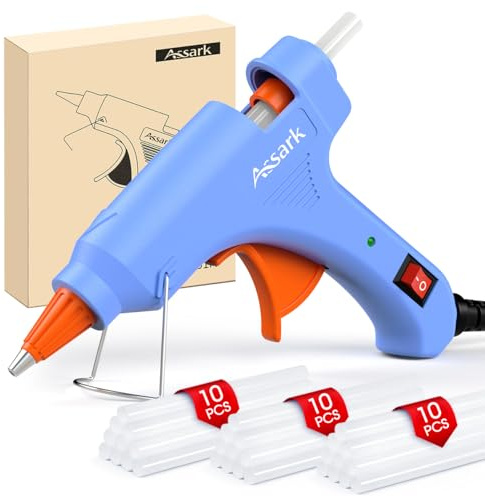 Fireproof Hot Glue Gun Kit with 30 Glue Sticks, Fast Preheating Hot Melt, High Temp for School Crafts DIY Arts and Quick Home Repairs, 20W (Blue)
