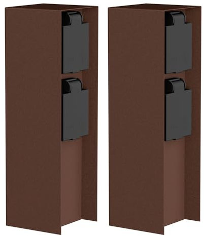 ledscom.de 2 pz. presa da giardino a colonna POMI per esterni, IP44, 2 vie, acciaio inox, marrone, quadrata, 23 cm