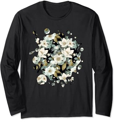 Cute Hellebore Inspired Flower Plant Lover Gardener women Manche Longue
