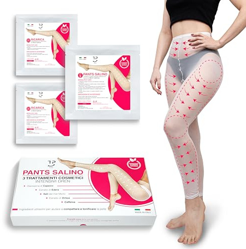 Tre Puri® Pants Drenante Anticellulite Made in Italy - 3 trattamenti Cosmetici Intensivi – Ultra Resistente, Professionale, Certificato Eco BIO - Omaggio Pantaloni in Cartene, Tanga e E-Book
