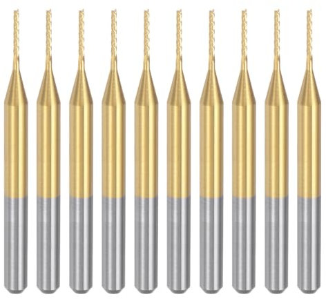 QUARKZMAN 10pz 0,8mm Fresa Carburo Titanio con Rivestimento Fresa Incisione Punte Router CNC per Macchina PCB, Attacco da 1/8