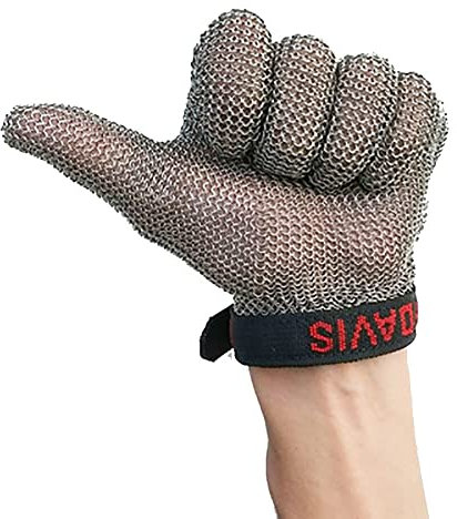 Schnittschutzhandschuhe aus Edelstahl, schnittfeste Sicherheitshandschuhe, Arbeitshandschuhe zum Schneiden von Fleisch und Töten von Fisch und Kartoffelscheiben, sicher und rutschfest (Größe: 1 S