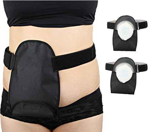 2 Pack Waterproof Ostomy Bag Cover Belt Adjustable Washable Colostomy Bag Covers Protector Stoma Urostomy Ileostomy Pouch Supplies Leak-proof Odour Masking Noise Reduction for Patients Women Men