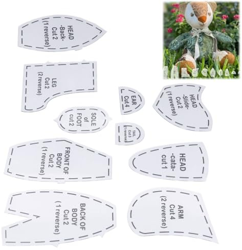 Tissting 10 Patrones de Costura de Oso, Juego de Reglas de Plantilla de Oso, Herramientas de Acolchado acrílico, Kit Reutilizable de patrón de Plantilla de Oso de Memoria (M 12 Pulgadas)