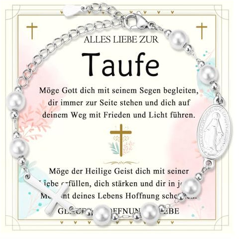 FAOMZQ Taufgeschenke für Mädchen, Taufarmband für Mädchen, Taufe Armband Geschenke Mädchen, Liebevolles Geschenk zur Taufe für Tochter Patentochter Schwester Enkelin Nichte Freundin