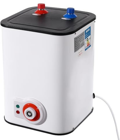 YUNRUX Elektrisk varmvattenberedare 8 l varmvattenberedare 30–65 ℃ varmvattenberedare, digital indikator, varmvattenbehållare, elektrisk förvaring med kallt och varmt vattenintag, elpanna