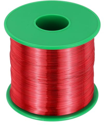 QUARKZMAN Kupferlackdraht 0.16mm, 34 AWG, isolierter bis 155°C Kupferdraht, Lackdraht für Transformatoren, Handwerk, Elektrik und DIY, Rot (453G）