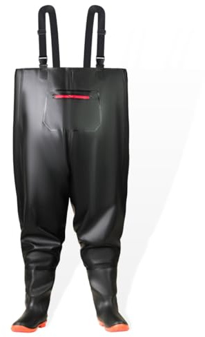 Oversized Wading Pants for Men, PVC, Waterproof, Hunting, Waders with Boot Attachment Belt, Breathable, Lightweight (5XL/Shoe Size 13)