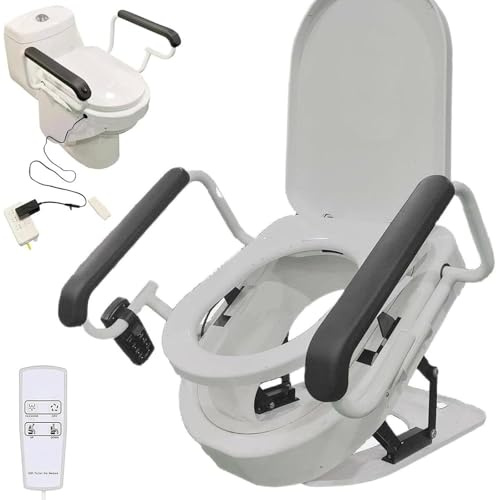 Rialzo Automatico per Sedile WC, Sollevatore Elettrico con Braccioli Antiscivolo, Angolo da 0 a 45 °, Carico Massimo 330 Libbre per Anziani, Disabili E Persone Incinte