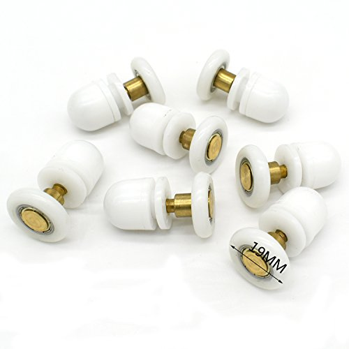 Lot de 8 roulettes de porte de douche de 19 mm de diamètre