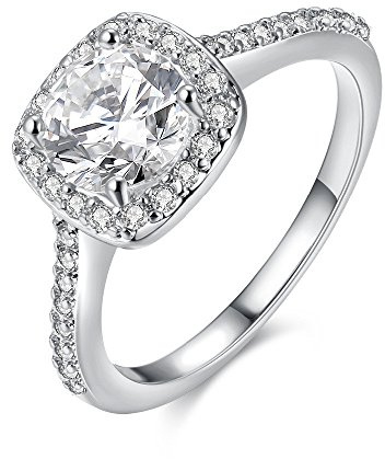 925 Sterling Silver,Simulated Diamond Solitaire Wedding Rings,Halo Rings for Anniversary/Engagement/Party jewellery for Women LJ074