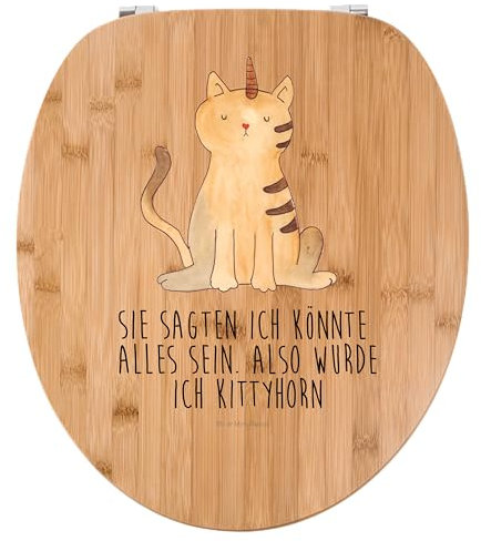 Mr. & Mrs. Panda Motiv WC Sitz Einhorn Katze - Geschenk, Kittyhorn, Toilettendeckel, WC-Sitz, Unicorn, Klodeckel, Klobrille, Einhorn Deko, Glitzer,