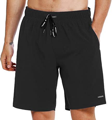 HOdo Mens Swim Trunks with Mesh Liner 9 Quick Dry Swim Shorts Bathing Suits for Men Swimwear Board Shorts wiht Pockets Black L