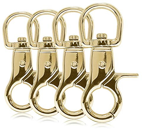 Ganzoo Schnappkarabiner Scherenkarabiner-Haken 60 mm mit Drehgelenk und 15 mm Öse, Wirbelkarabiner Triggerhead für Hunde-Leine, Hundehalsband und Paracord 550 Projekte, legierter Stahl, 4 Stück, Gold