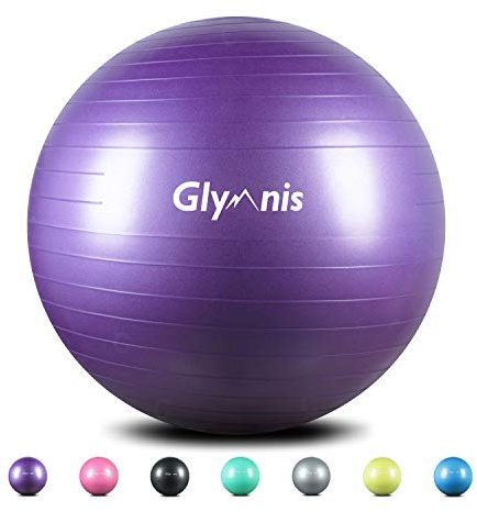 Glymnis Palla Fitness Palla da Ginnastica 55cm/65cm/75cm Anti-Scoppio Carico Massimo di 300kg, Palla Yoga Anitiscivolo con Pompa Rapida per Pilates Allenamento Yoga e Fitness
