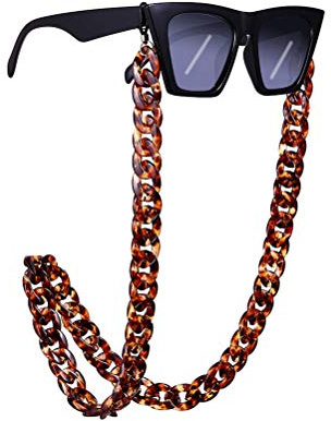 VALICLUD Eyeglass Chain Non-slip Tortoise-shell Glasses Cords Sunglass Holder Strap for Women Men Brown