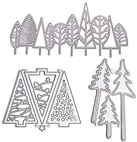 GORGECRAFT 3 Styles Tree Metal Die Cuts Carbon Steel Stencils Dies for Card Making Spring Summer Christmas Tree Card Cutting Embossing Template for DIY Scrapbooking Album Paper Decor Craft