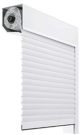 Kit complet de volet roulant en aluminium 45° avec moteur et bouton mural (1500 x 2200 mm, blanc)