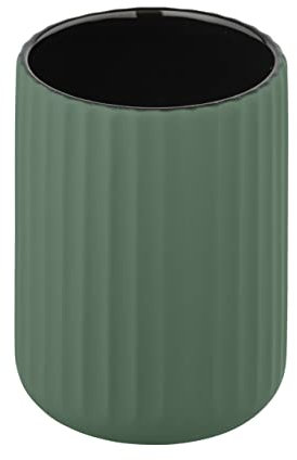 Wenko Bicchiere porta spazzolini Belluno, Ceramica, Verde/Nero