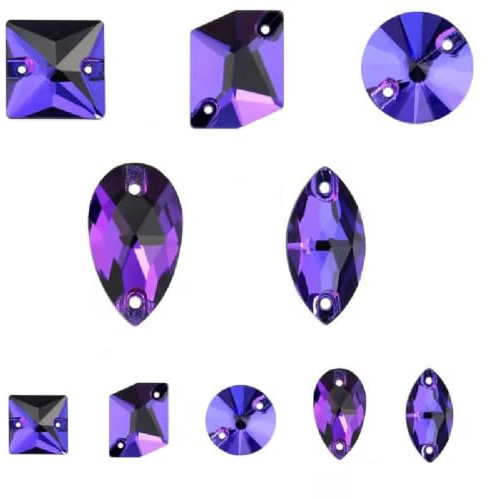 Brillabenny 20 Pietre di Cristallo Alta qualità da Cucire Doppio Foro Decorazioni Strass Abito Cerimonia Danza Pattinaggio (Viola Scuro)