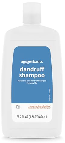 Amazon Basics Anti-Dandruff Shampoo for Itchy Scalp, Dry Scalp Relief, Flake Control, pH Balanced, Paraben-Free, Cruelty-Free, Clean Scent, Normal to Oily Hair, 28.2 fl oz, 1-Pack