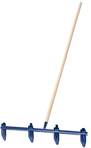 KADAX Rillenzieher mit Stahlklingen, Reihenzieher mit langem Stiel aus Holz, Furchenzieher, Markierungsrechen für Gemüsebeete, Saatgut (Klein)