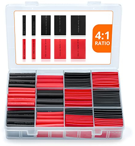 Wirefy Premium Schrumpfschlauch Set mit Kleber - 4:1 Schrumpfverhältnis, Doppelwandiger Schrumpfschlauch Wasserdicht - Heat Shrink Tube Schwarz, Rot - 190 Stück