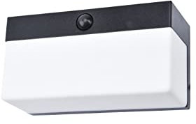 Solar Außenwandleuchte Fran,Smart Home Außenlampe m.Bewegungsmelder,dimmbare Außenleuchte,eckige Wandlampe aus Aluminium in Schwarz,App-Steuerung,kompatibel mit Alexa/Google,einstellbare Lichtfarbe