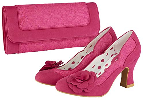Ruby Shoo Women's Chrissie Mid Heel Court Shoes with Corsage & Matching Tirana Bag