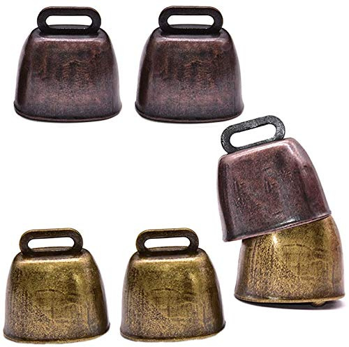 GOSER 6 StüCk Metall Kuh Glocke, Kuh Glocke Retro Glocke für Pferde Schaf, das Kupfer Weidet, Kuh Glocken GeräUsche Macher