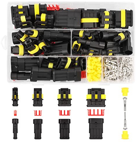 300 Pezzi Spinotti Elettrici Connettori Elettrici Impermeabili Connettore 1 2 3 4 Pin Connettore Stagno Connettore Elettrico Maschio Femmina per Terminali Elettrici Plug per Auto Candele