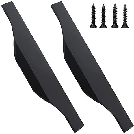 Lakaemfis 2 Pcs Aluminium Alloy Finger Edge Handle Cabinet Pull Handles Black Modern Style Drawer Cupboard Handles Hidden Finger Pull Handles for Home Kitchen Door Drawer Cabinet