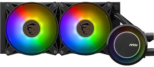 MSI MAG CORELIQUID E240 AIO Refrigeracfión líquida CPU - Cold plate de Cobre Ampliada, ARGB y Ventiladores FDB,Bloque de Agua Cámara-Dual, Radiador Flujo Dividido, Mystic Light-Intel y AMD