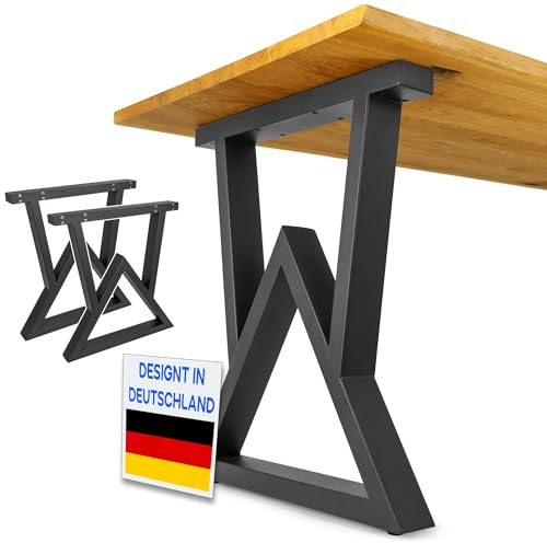 NEXT LEVEL - Tischbeine Metall Schwarz | 65x74cm, Profil 80x40mm, Metallisch, für Holz und Glas, Kompatibel mit Tischbreiten 70, 80, 90 und 100cm - PM-016