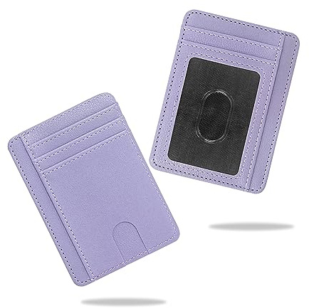 conisy Schlank Mini Geldbörsen Damen, Klein Leder Minimalistisch Kreditkartenetui Portemonnaie mit RFID Schutz (Lila)