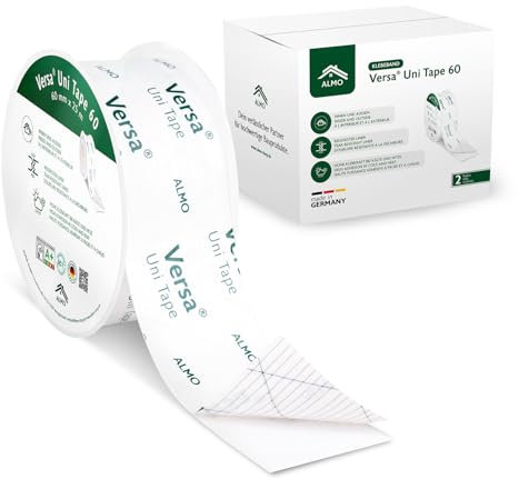 ALMO Dampfsperre Klebeband 2 Stück (60mm x 25m) Klebeband für Dampfbremsen Dampfsperren und Dachfolien, PE-Folie, Reißfeste Abdeckfolie für das dauerhafte luft- und winddichte Verkleben