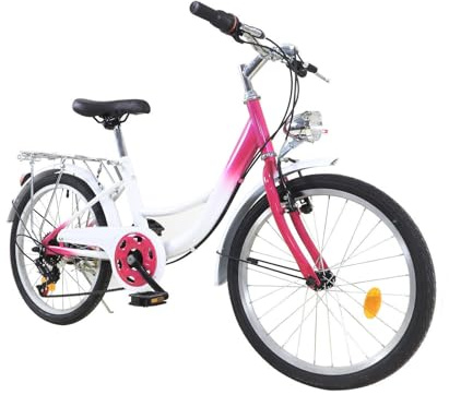 XUEMANSHOP Bicicletta per bambini, bicicletta da 20 pollici per bambine, bicicletta da donna con cambio a 6 marce con faro, capacità di carico massima 90kg per 6, 7, 8, 9, 10 anni