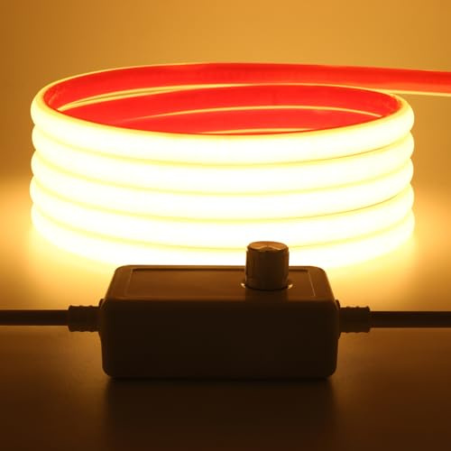 Wisada AC220-240V Dimmbar COB Neon LED Band 14M,Wasserdicht IP65 Naturweiß Neon LED Leuchtband Selbstklebend, 288LEDs/m Superhell FCOB Streifen(Schnitt alle 50cm) Flexible LED Strip für Weihnachten