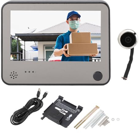 Peephole Camera 4.3 Inch HD IPS Display, 8 to 12 Months Long Standby, Night Vision Real Time Video Recording Peep Hole Cameras, Anti Theft Door Peephole Camera for Apartment Door