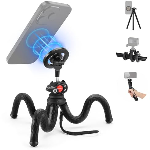 NEEWER Magnetisches Flex Handy Stativ kompatibel mit MagSafe iPhone Android | TP33 Flexibles Handy Stativ, Mini Vlog Handyständer mit Kugelkopf, für Kinderwagen, Fahrrad, Motorrad, Rohre, runde Objekte