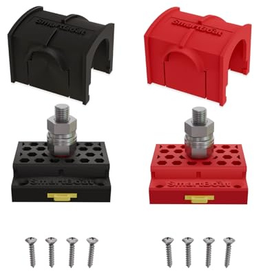 SmartWiring 400A Stromverteiler – 12V–48V DC Stromverteilerschiene mit Abdeckung – M8-Bolzen, Montage auf Oberfläche oder DIN-Schiene – für Marine, Wohnmobil, Auto (Positive & Bonding, 2 Pack)