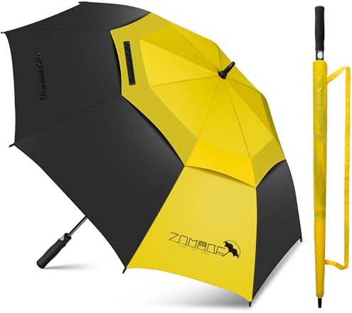 ZOMAKE Paraguas Grande 68 Pulgadas,XXL Extra Grande Paragua Resistente con Doble Toldo Venteado,Impermeable a Prueba de Viento Palo Paraguas para Hombre Mujer(Negro&Amarillo)